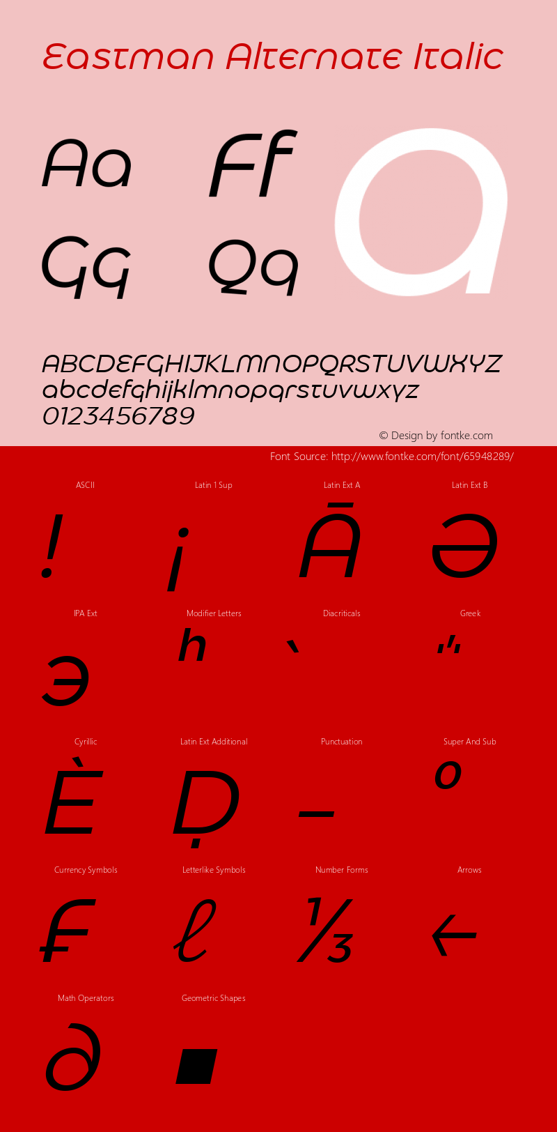 Eastman Alternate Italic Version 1.001;hotconv 1.0.109;makeotfexe 2.5.65596 Font Sample