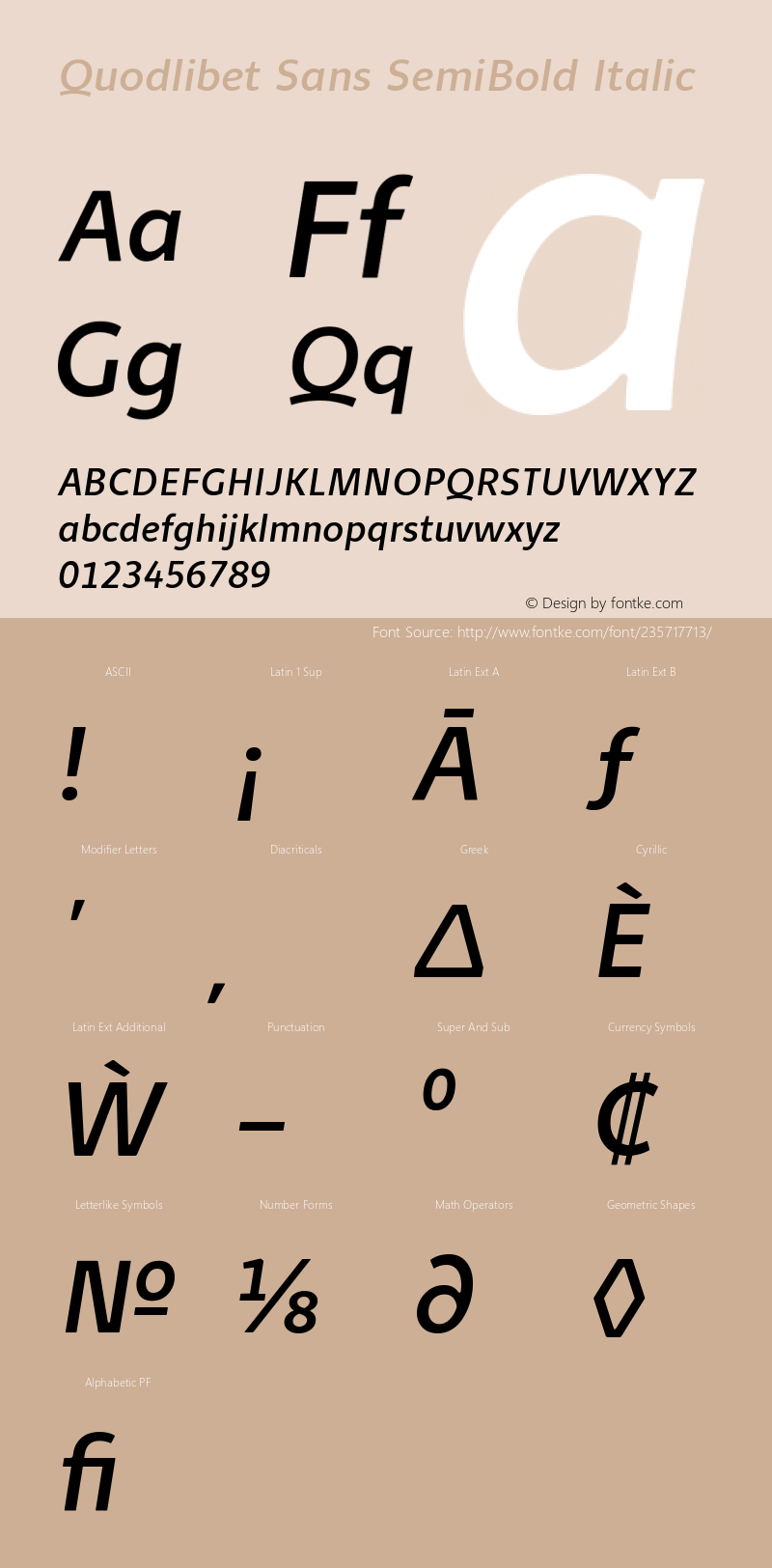 Quodlibet Sans SemiBold Italic Version 1.000 | web-ttf图片样张