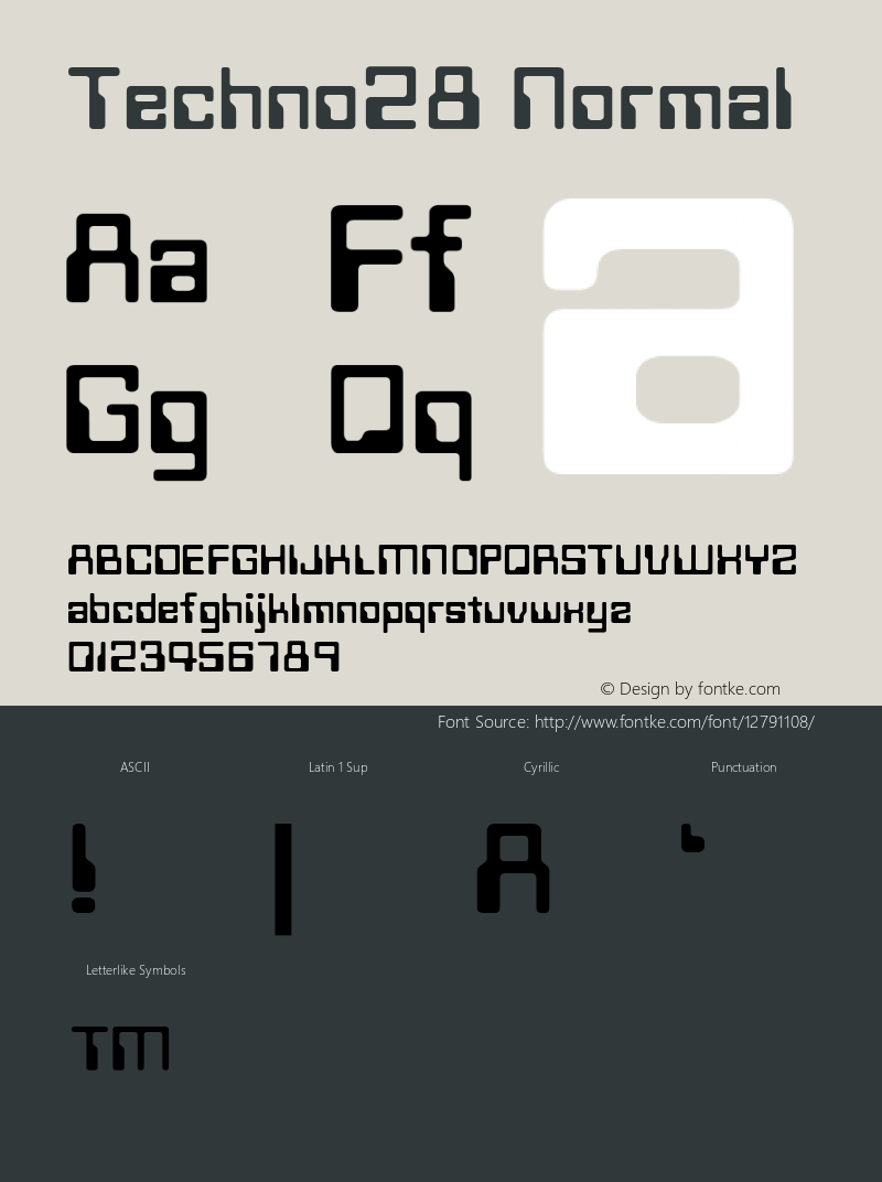 Techno28 Normal 001.001 Font Sample