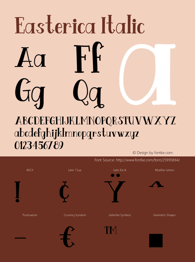 Easterica Italic Version 1.000 Font Sample