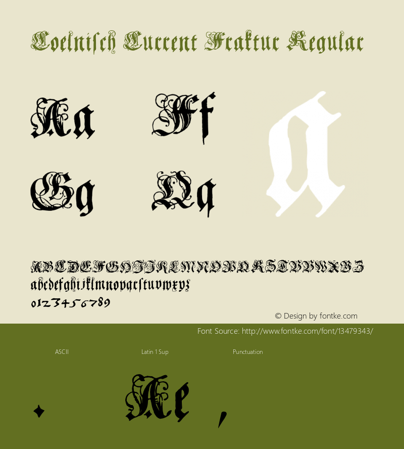 Coelnisch Current Fraktur Regular Macromedia Fontographer 4.1 5/10/97 Font Sample