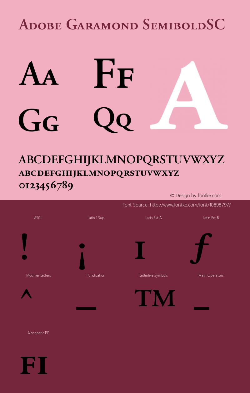 Adobe Garamond SemiboldSC Version 001.002 Font Sample