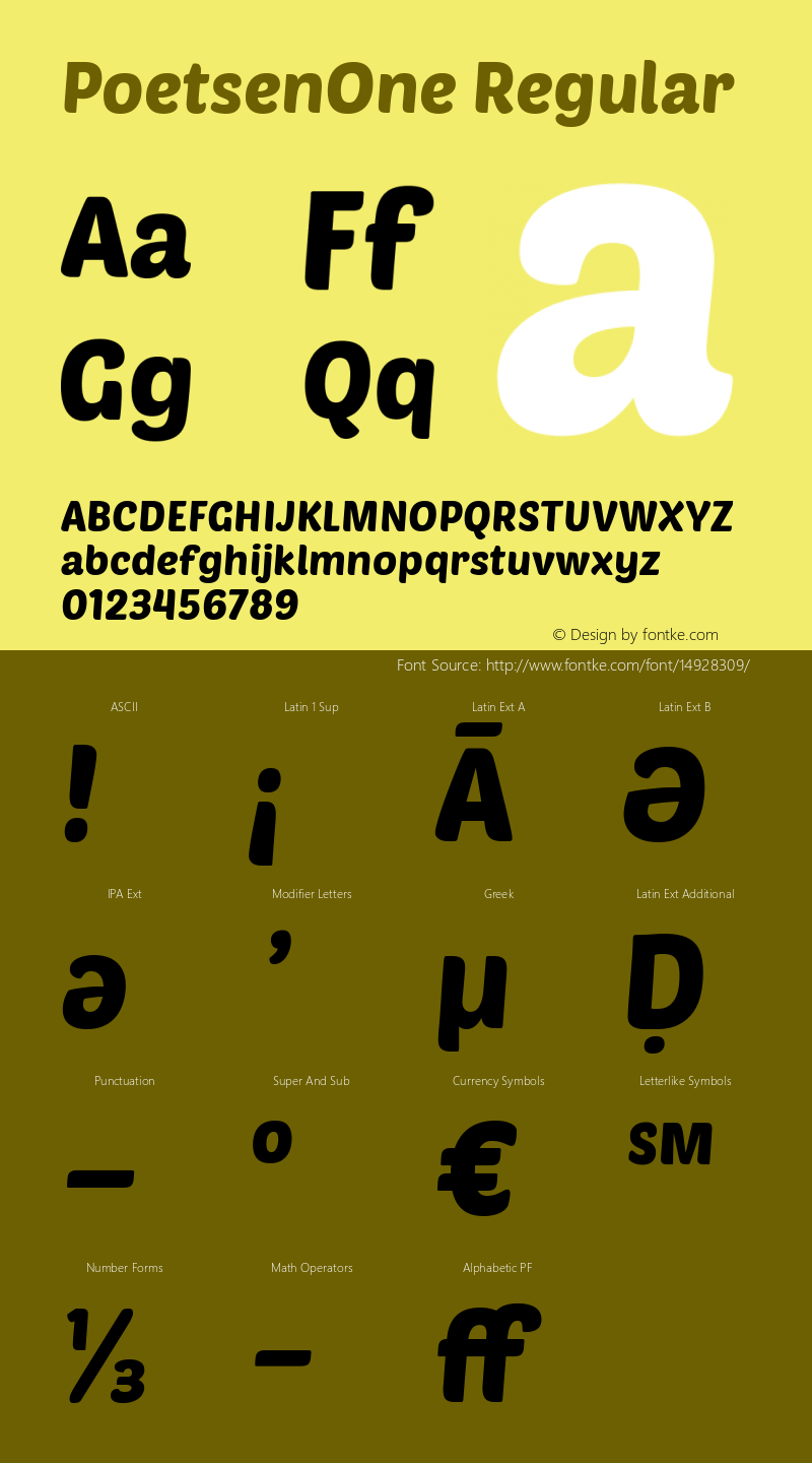 PoetsenOne Regular Version 1.000; ttfautohint (v0.8) -G 200 -r 50 Font Sample