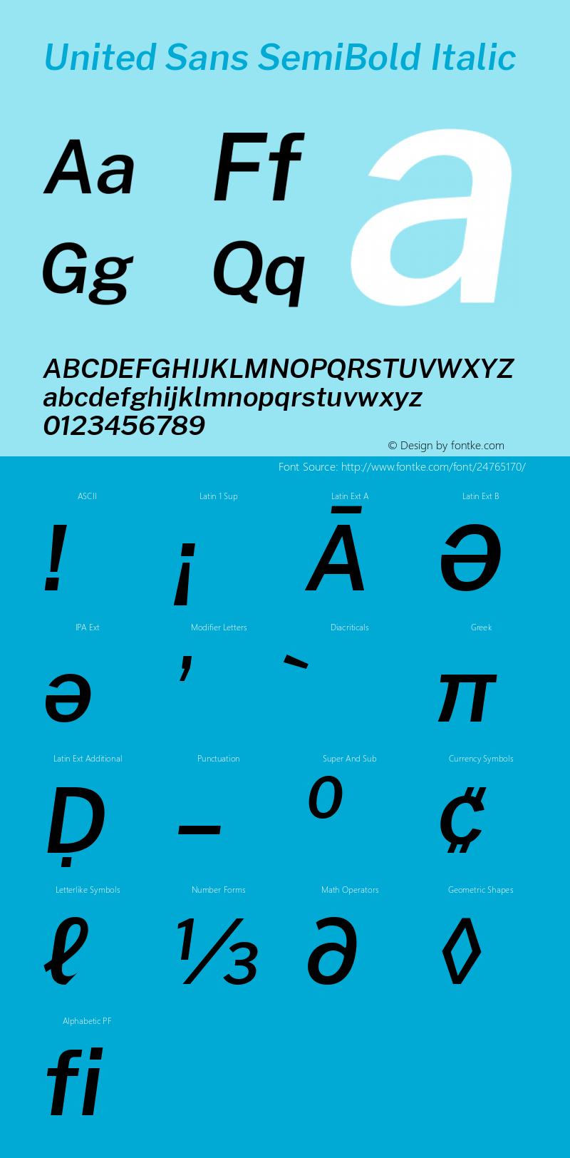 United Sans SemiBold Italic Version 1.000 Font Sample