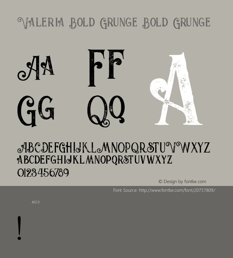 Valeria Bold Grunge Version 1.000 Font Sample