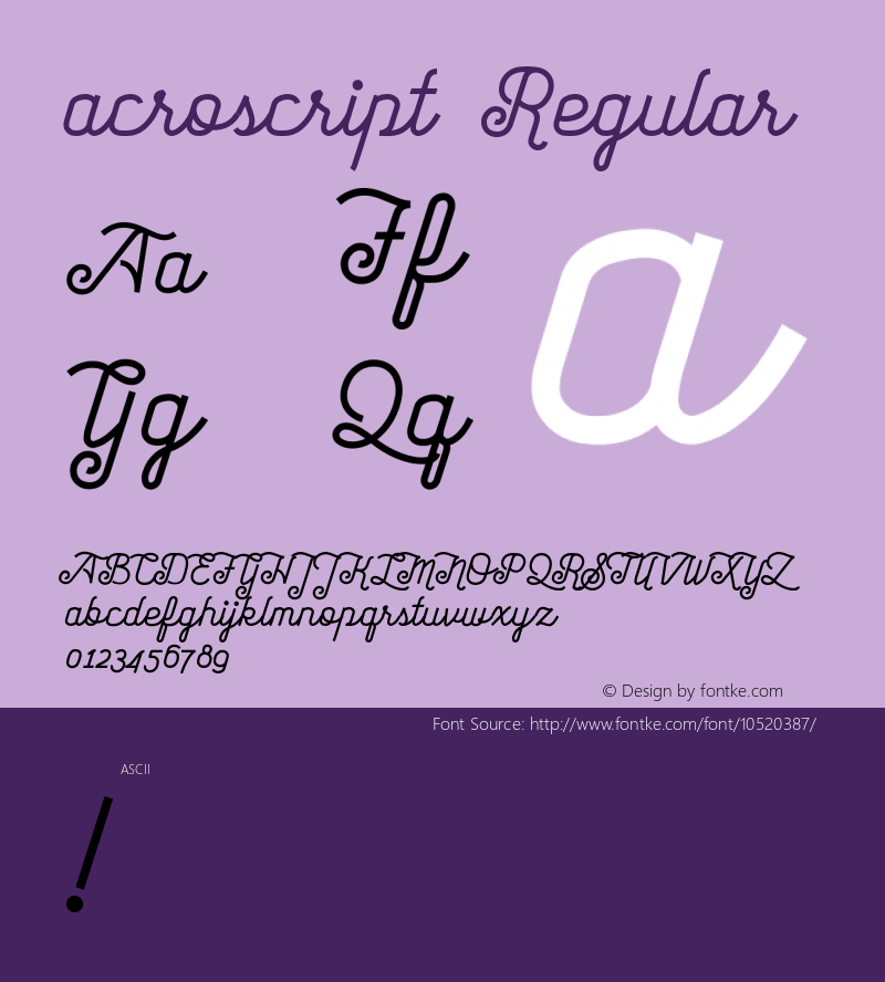 acroscript Regular Version 1.000;PS 001.001;hotconv 1.0.56 Font Sample