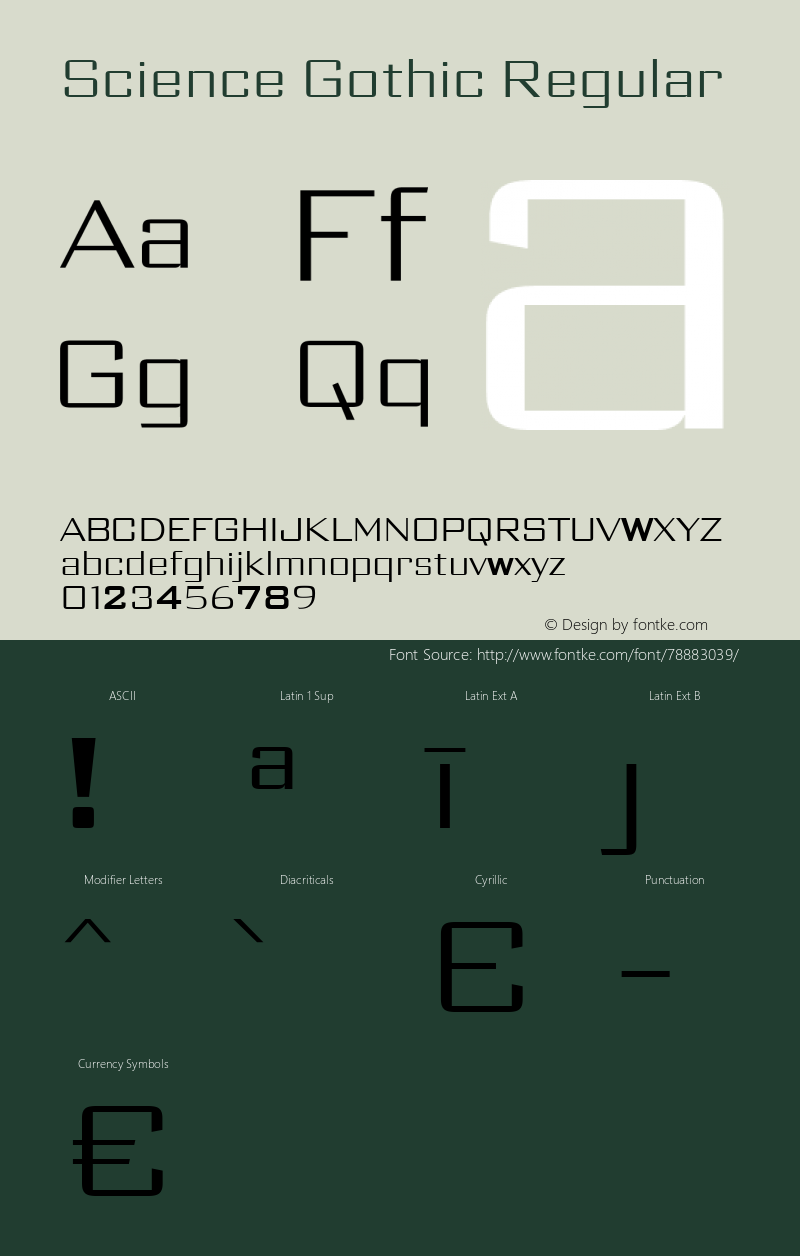 Science Gothic Regular SmCntr Version 1.007 Font Sample