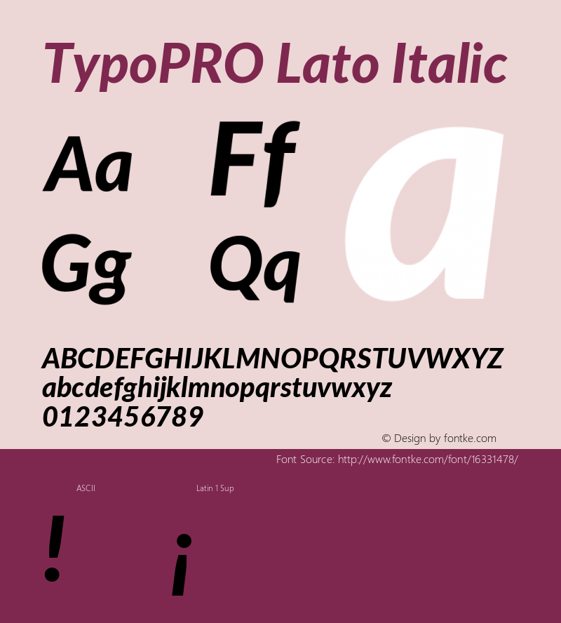 TypoPRO Lato Italic Version 2.015; 2015-08-06; http://www.latofonts.com/ Font Sample