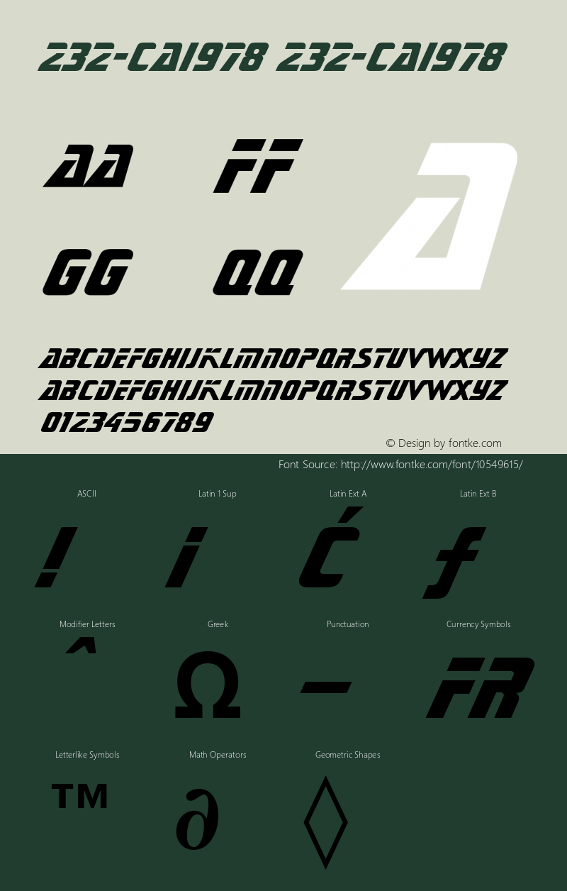 232-CAI978 232-CAI978 Version 3.0 Font Sample