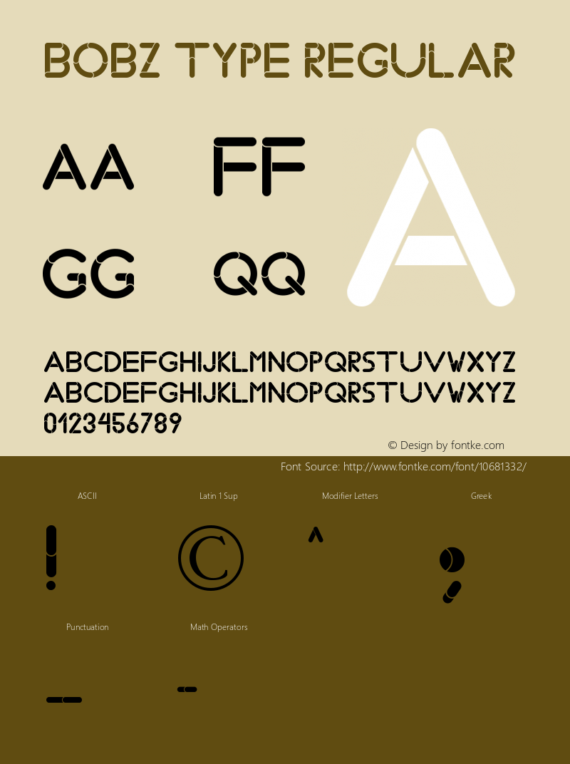 Bobz Type Regular Version 1.00 March 28, 2015, initial release Font Sample