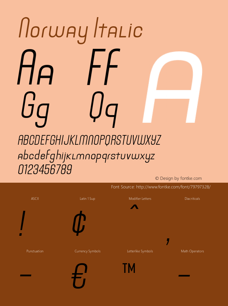 Norway Italic Version 1.000;PS 001.000;hotconv 1.0.88;makeotf.lib2.5.64775 Font Sample