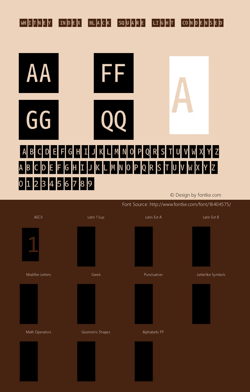 Whitney Index Black Square Light Condensed Version 1.3 Basic Font Sample