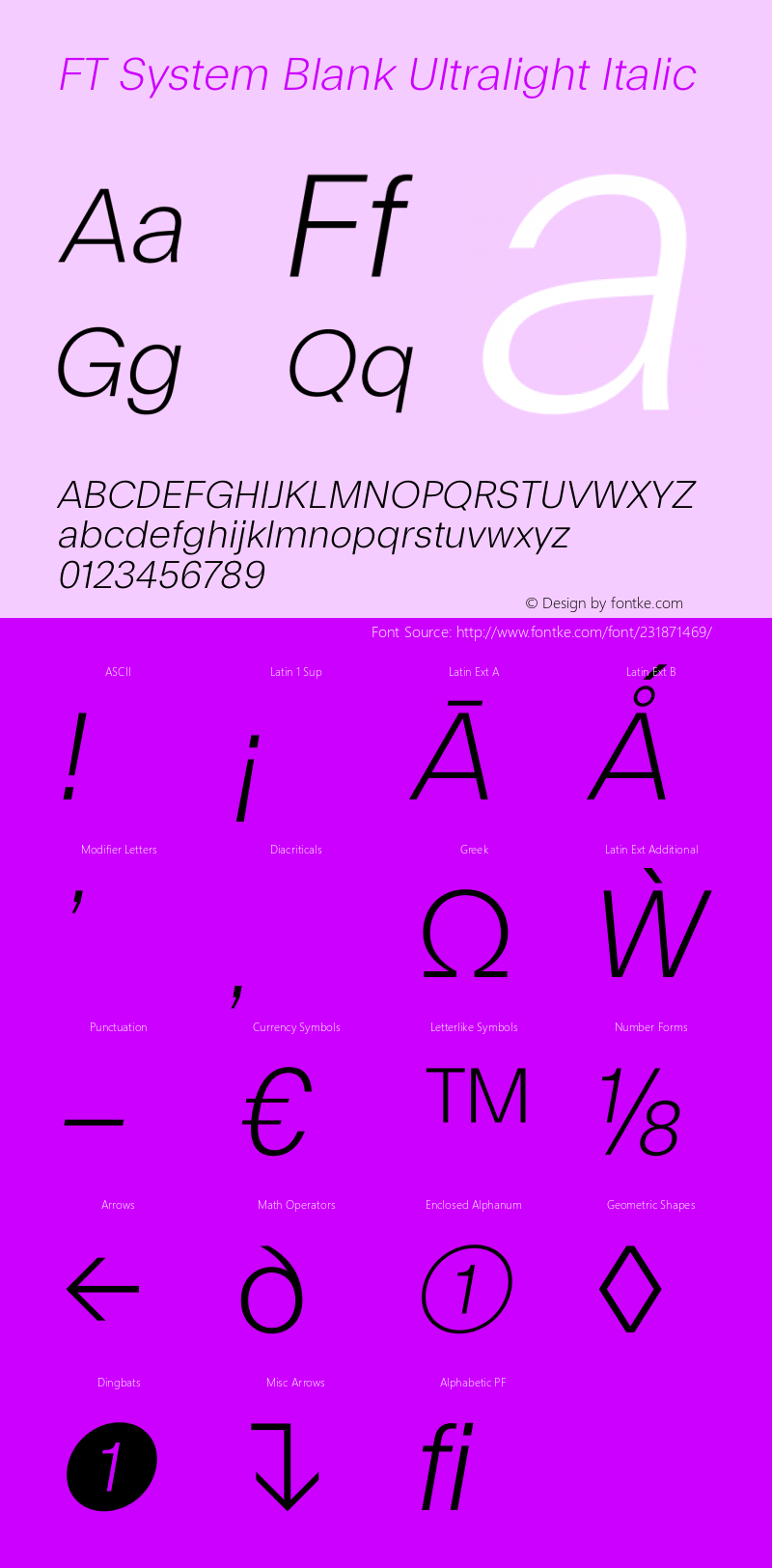 FT System Blank Ultralight Italic Version 1.000;FEAKit 1.0图片样张