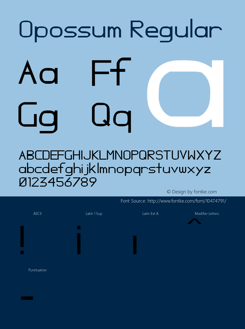 Opossum Regular Macromedia Fontographer 4.1 5/16/00 Font Sample