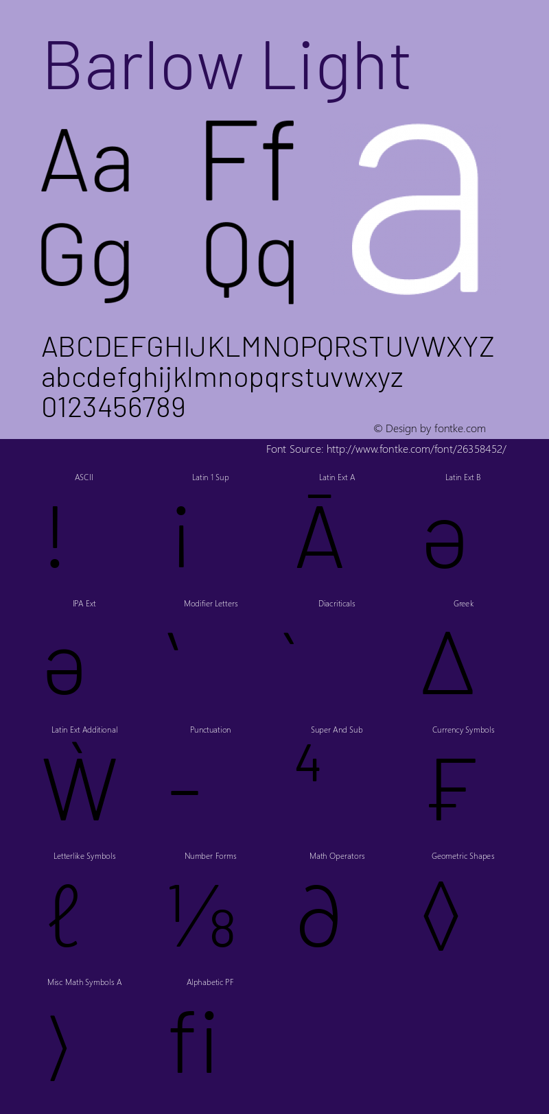 Barlow Light Version 1.403 Font Sample