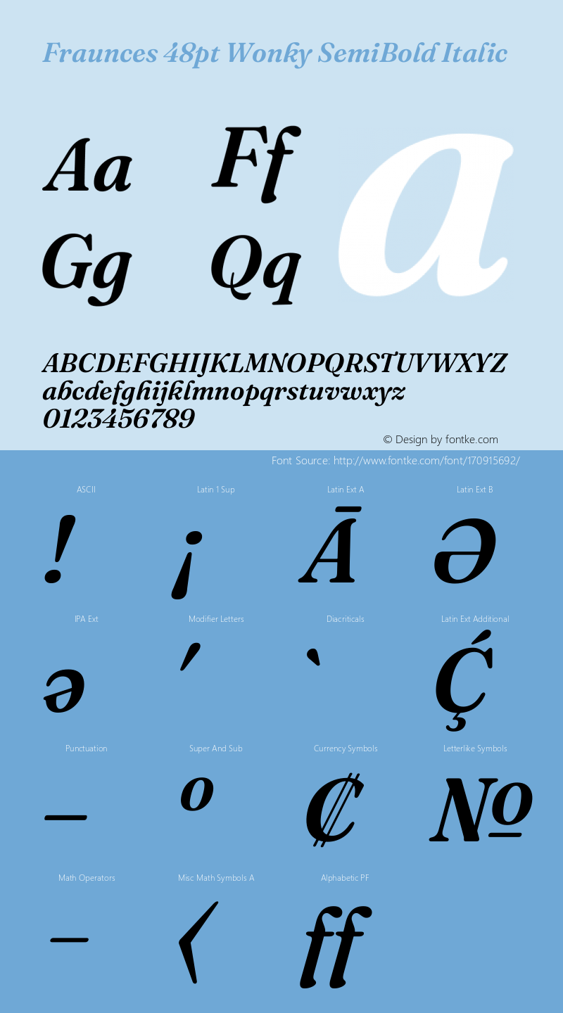 Fraunces 48pt Wonky SemiBold Italic Version 1.000;[b76b70a41]图片样张