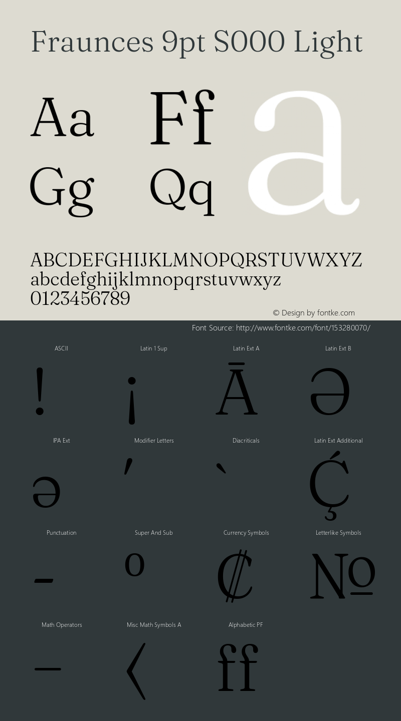 Fraunces 9pt S000 Light Version 1.000; ttfautohint (v1.8.3) Font Sample