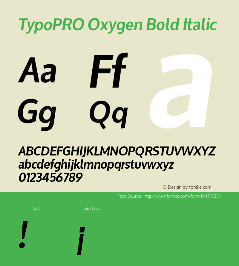 TypoPRO Oxygen Bold Italic Version 1.000 Font Sample