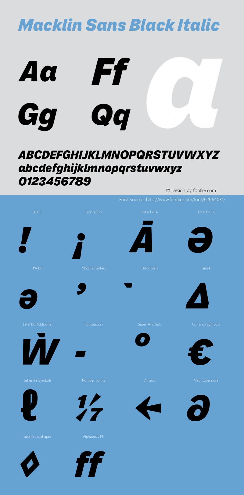 MacklinSans-BlackItalic Version 1.00 Font Sample