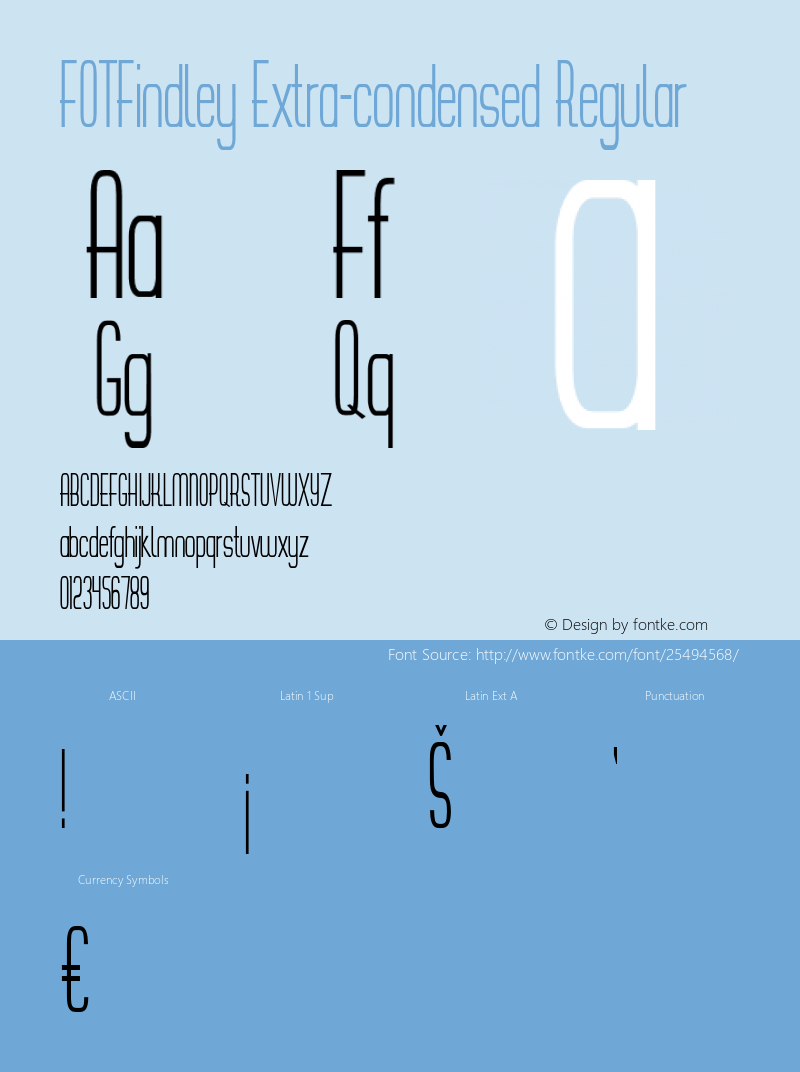 FOTFindley-ExtracondensedRegular Version 1.000 Font Sample