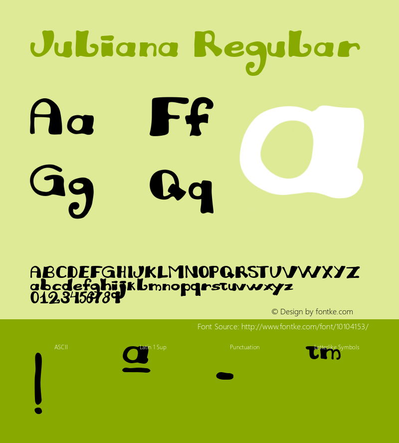 Juliana Regular Adreson - 28/01/02 Font Sample