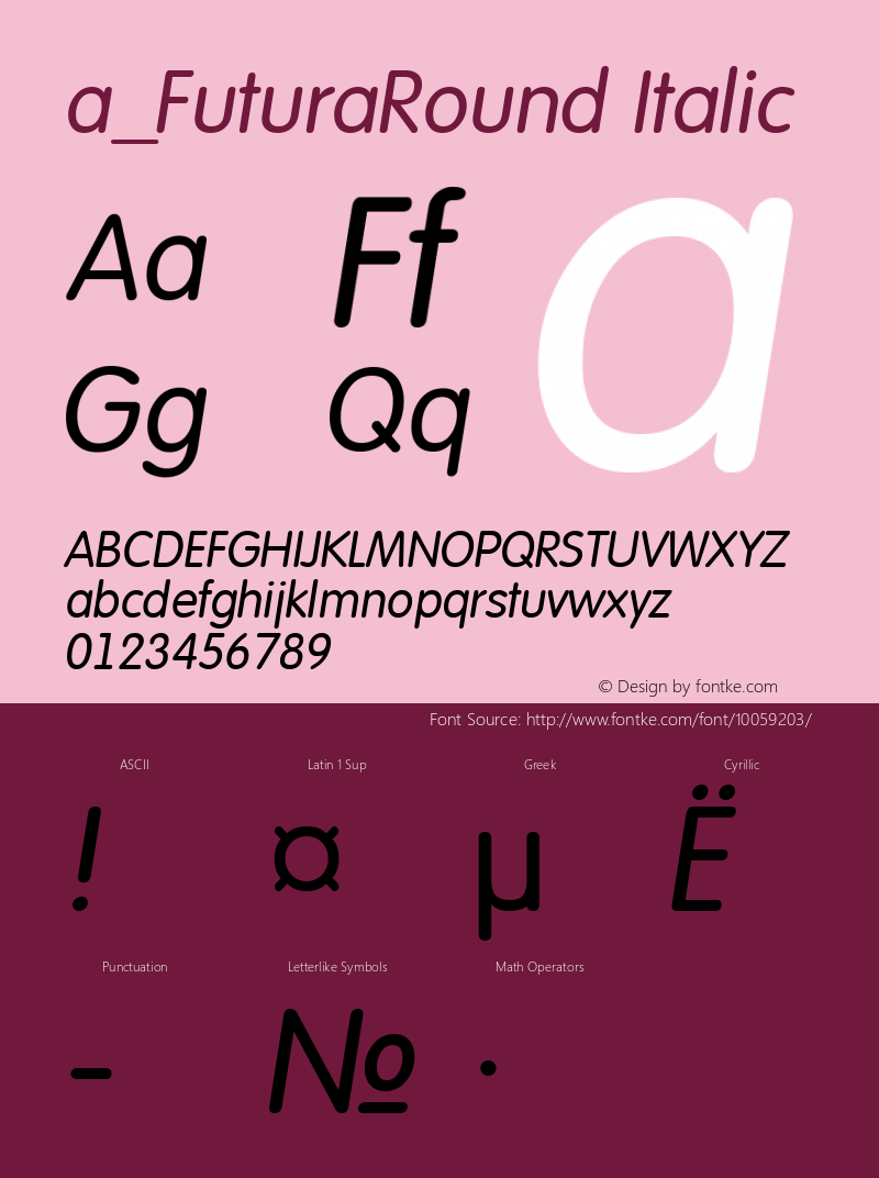 a_FuturaRound Italic Macromedia Fontographer 4.1 13.10.97 Font Sample