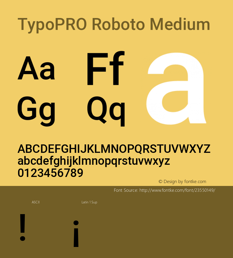 TypoPRO Roboto Medium Version 2.136; 2016 Font Sample