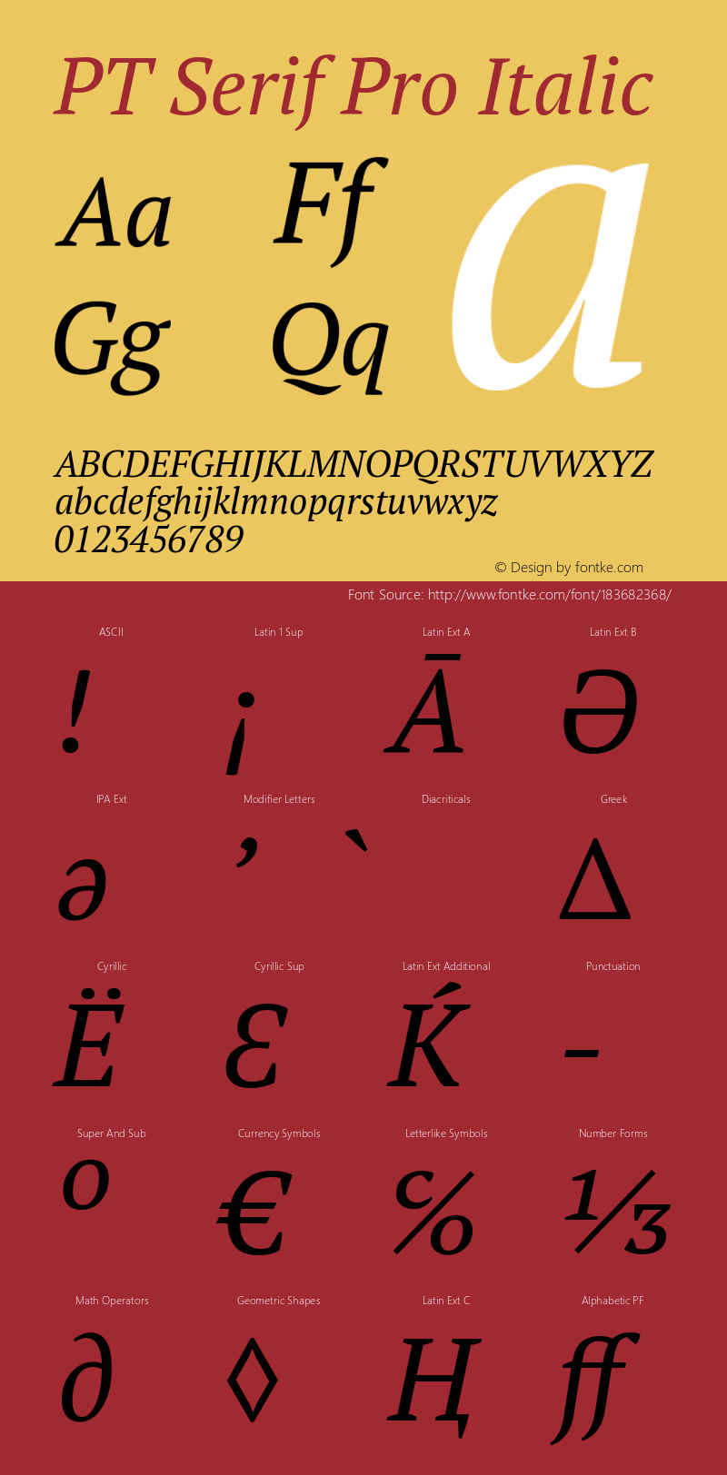 PT Serif Pro Italic Version 1.000; Fonts for Free; vk.com/fontsforfree图片样张