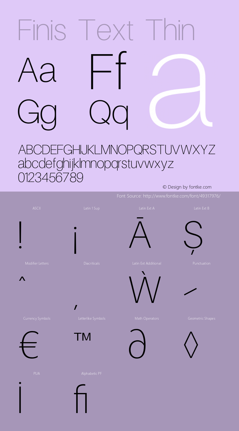 FinisText-Thin Version 1.000 Font Sample