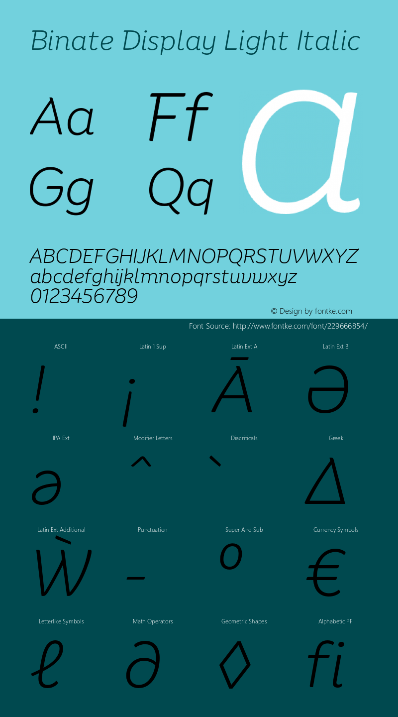 Binate Display Light Italic Version 1.00图片样张