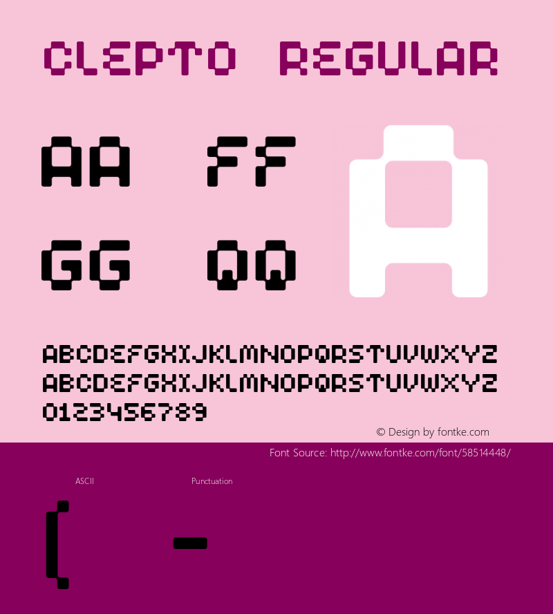 Clepto Regular Version 1.000 Font Sample