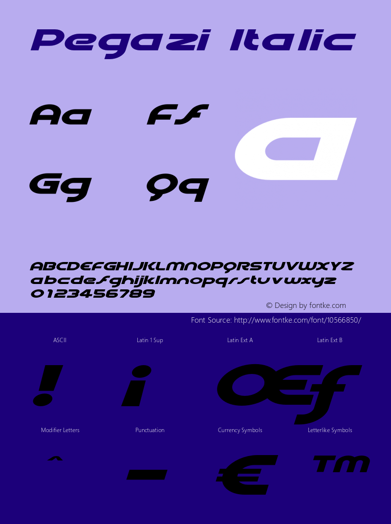 Pegazi Italic Version 1.000 Font Sample