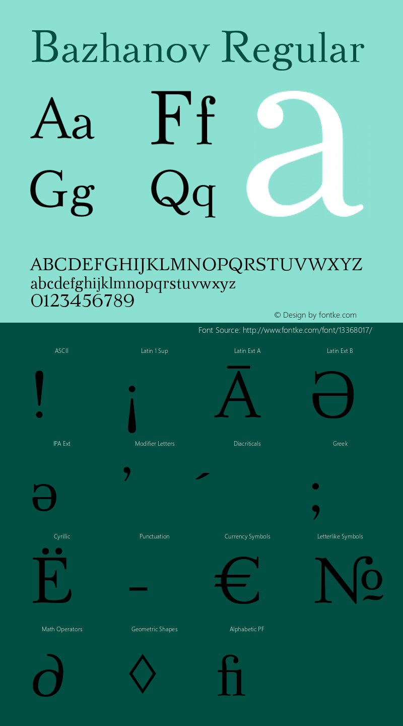 Bazhanov Regular Version 1.000 2005 initial release Font Sample