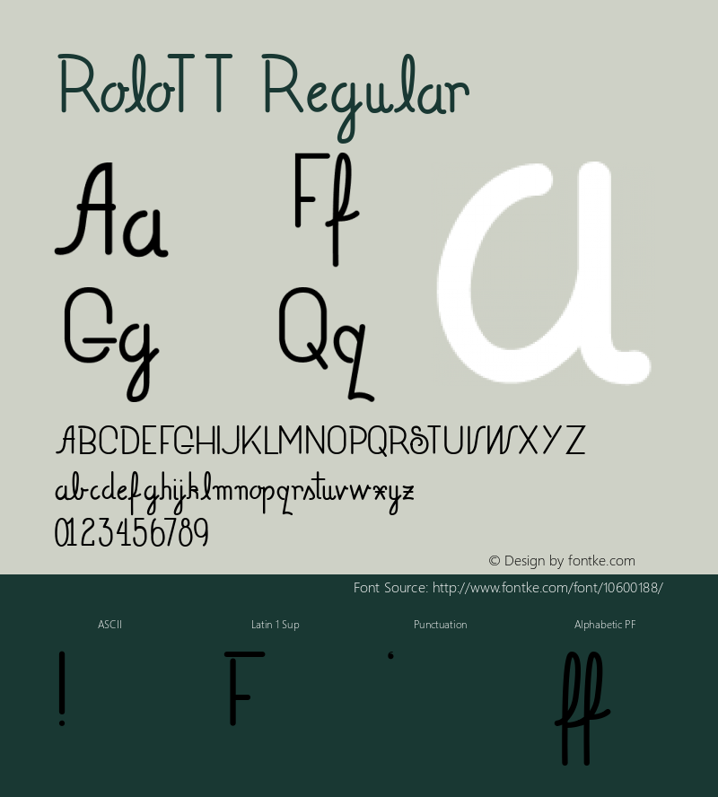 RoloTT Regular Version 1.00 2014 Font Sample