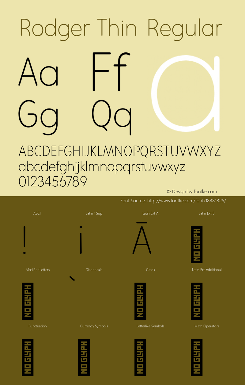 Rodger Thin Regular Version 1.001 Font Sample