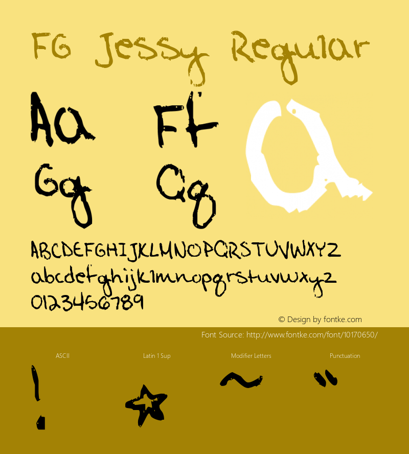 FG Jessy Regular 2000; 1.0, initial release Font Sample