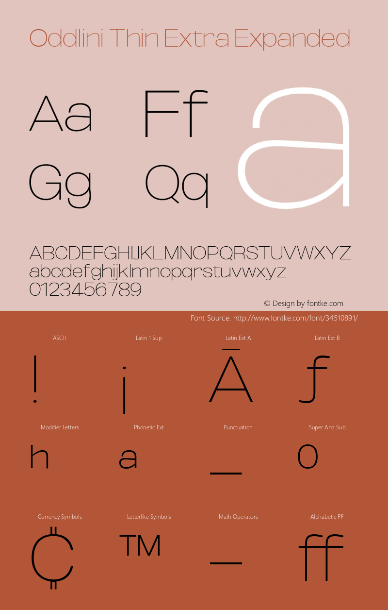 Oddlini Thin Extra Expanded Version 1.002 Font Sample