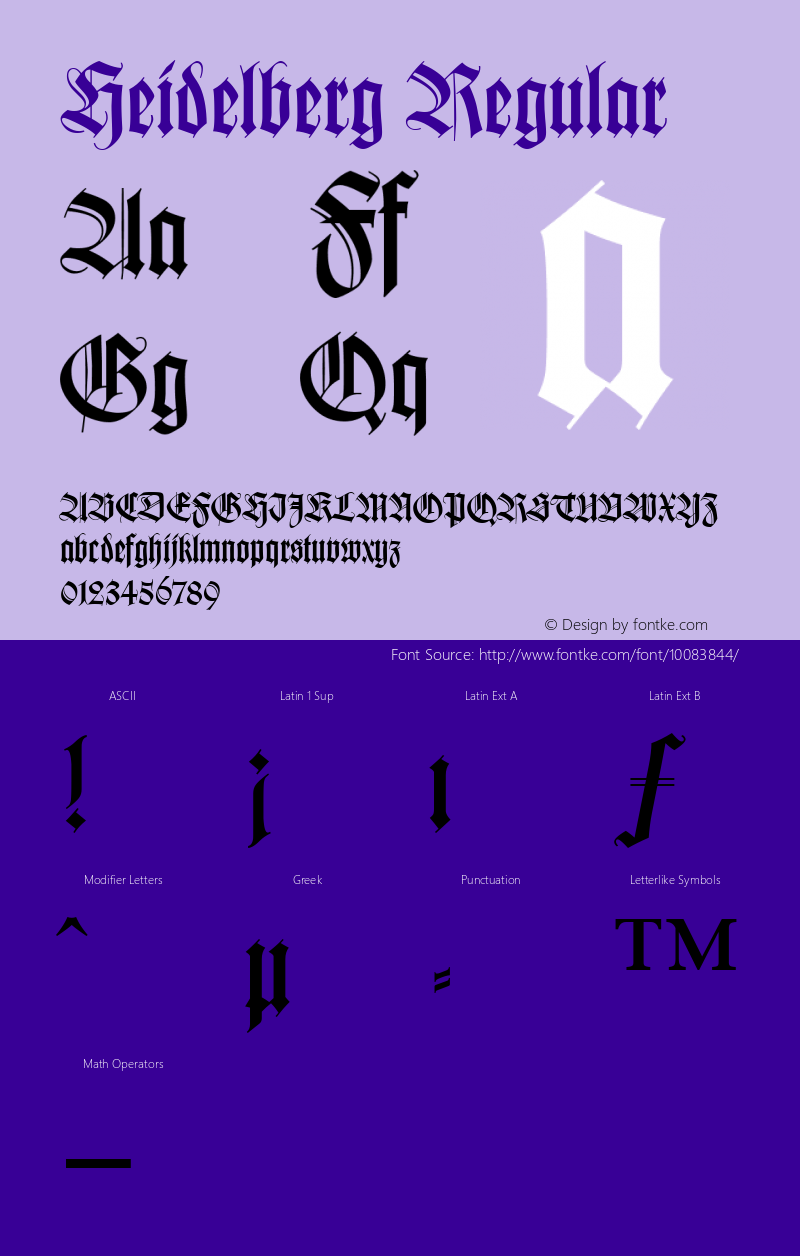 Heidelberg Regular 1.00 Font Sample