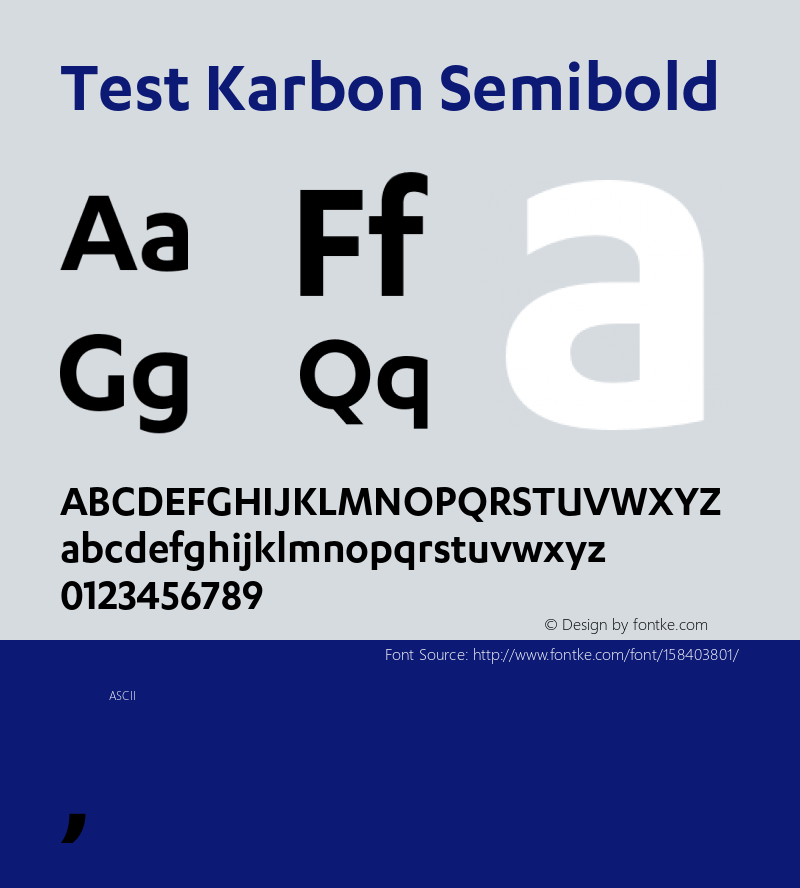 Test Karbon Semibold Version 1.005;PS 001.001;hotconv 16.6.54;makeotf.lib2.5.65590 Font Sample