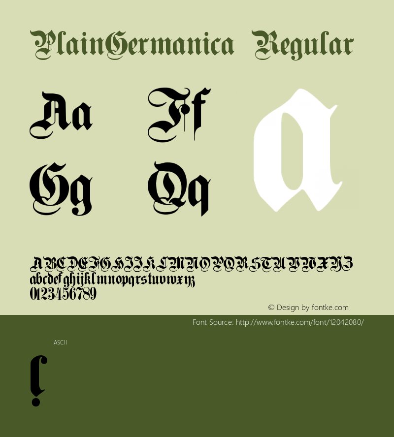 PlainGermanica Regular 001.000 Font Sample