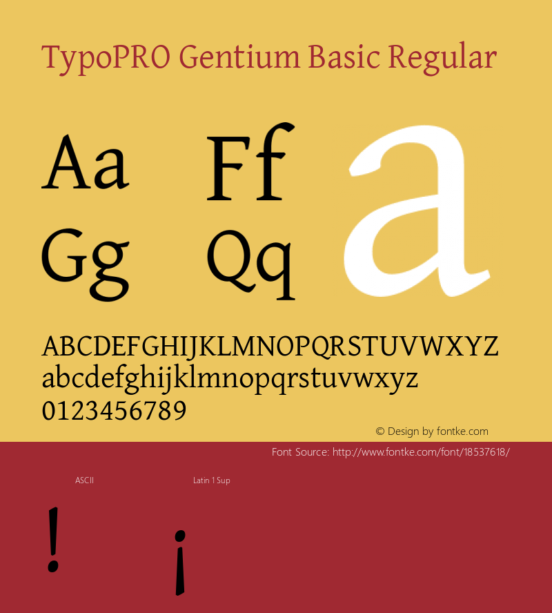 TypoPRO Gentium Basic Regular Version 1.102; 2013; Maintenance release Font Sample