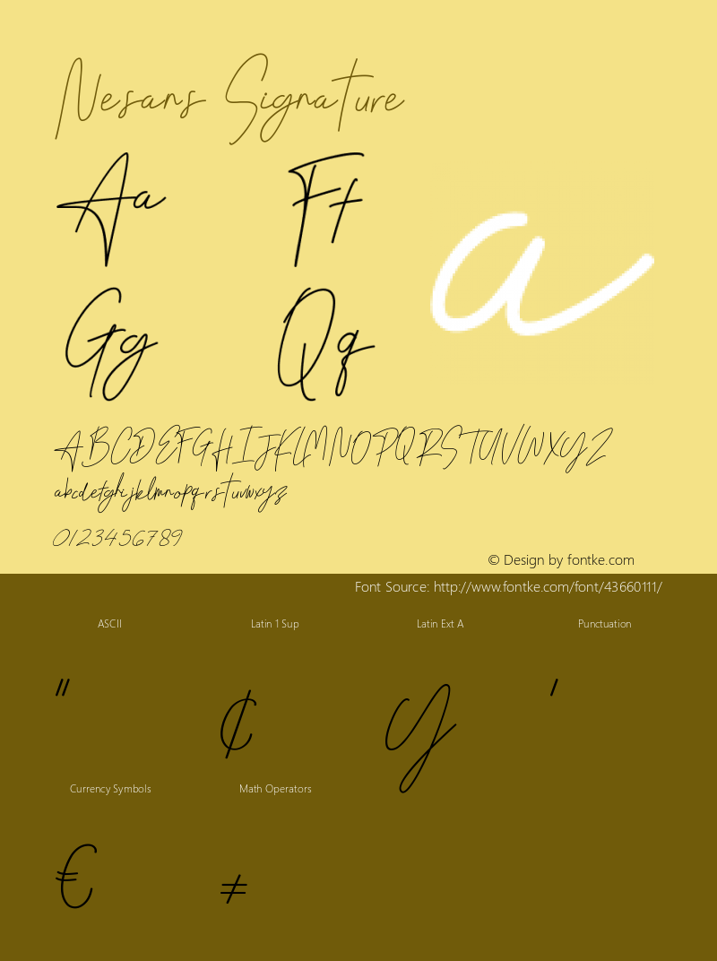 Nesans Signature Version 1.002;Fontself Maker 3.4.0 Font Sample