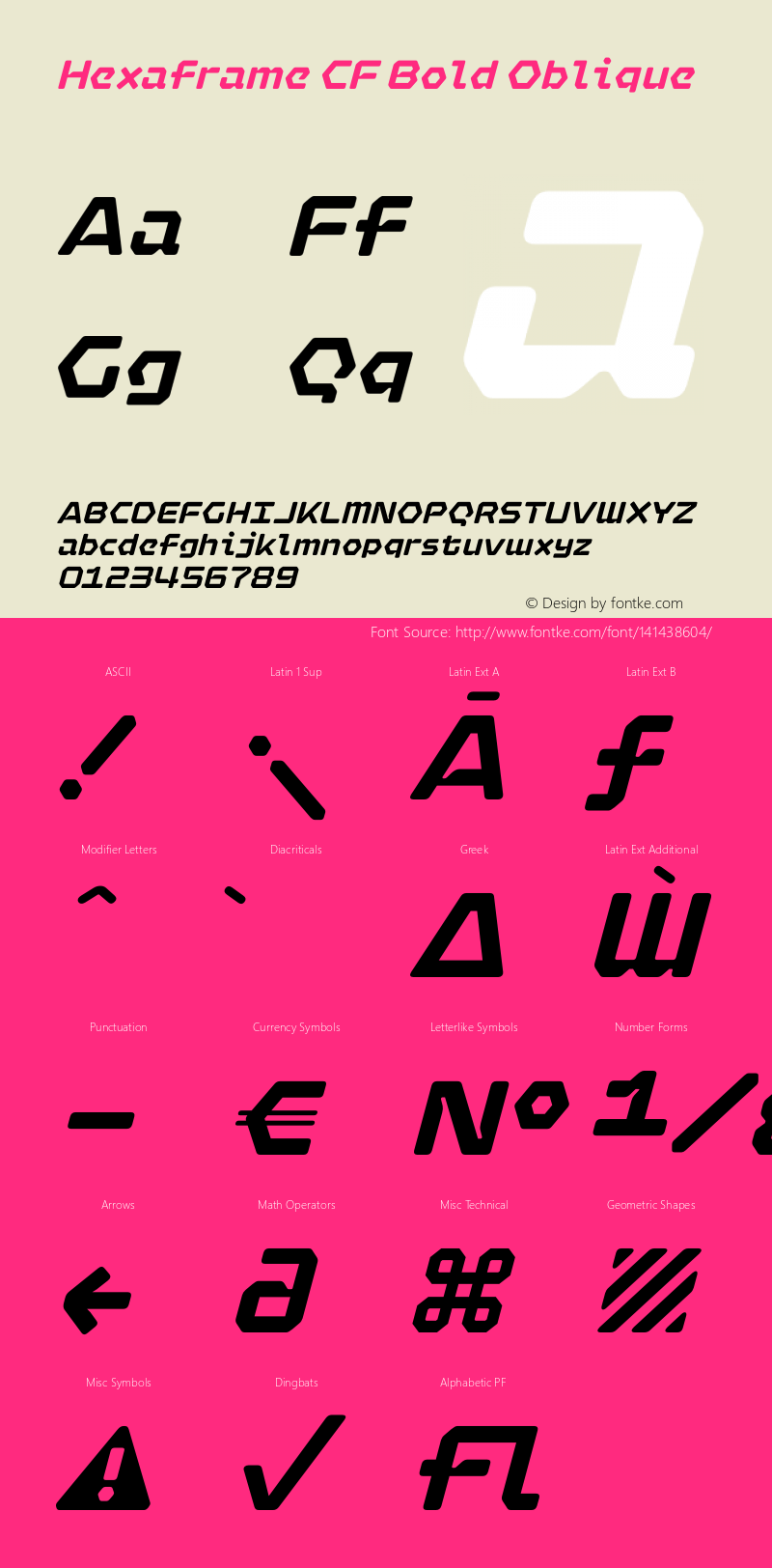 HexaframeCF-BoldOblique Version 1.000 | wf-rip DC20200805 Font Sample