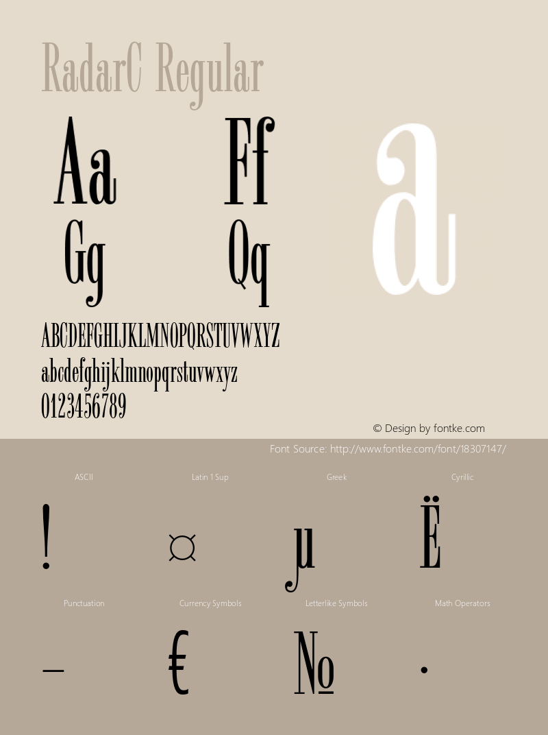 RadarC Regular OTF 1.0;PS 1.000;Core 116;AOCW 1.0 161 Font Sample