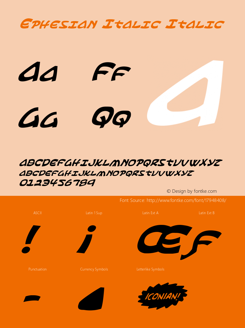 Ephesian Italic Italic Version 1.0; 2007 Font Sample