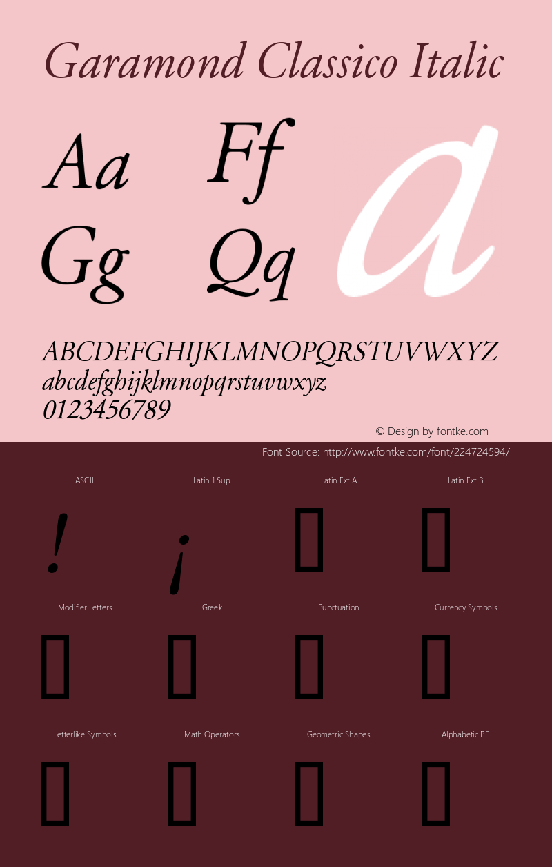 Garamond Classico Italic Version 1.10图片样张