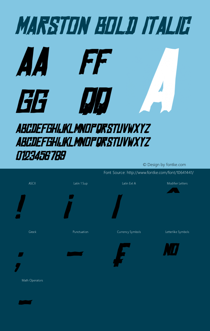 Marston Bold Italic Version 1.10 January 21, 2015 Font Sample
