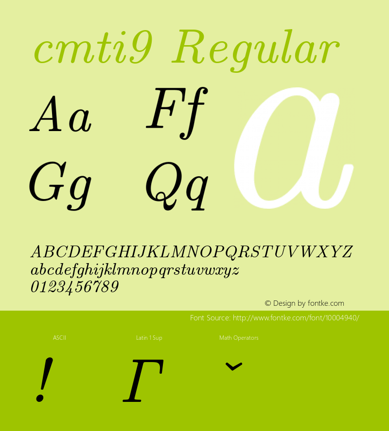 cmti9 Regular 1.1/12-Nov-94 Font Sample