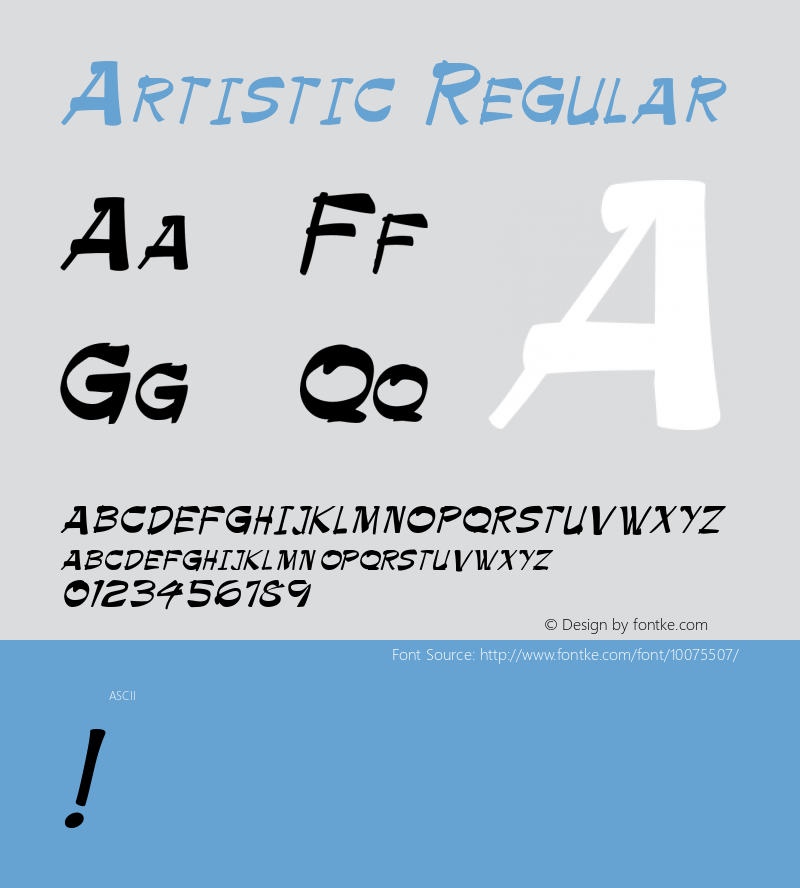 Artistic Regular Unknown Font Sample