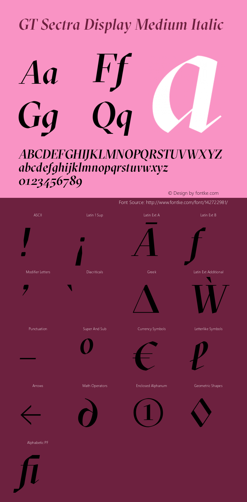 GT Sectra Display Medium Italic Version 3.002;PS 003.002;hotconv 1.0.88;makeotf.lib2.5.64775 Font Sample